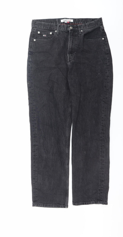 Mens UK Size M Tommy Jeans Regular Fit Straight Black Jeans