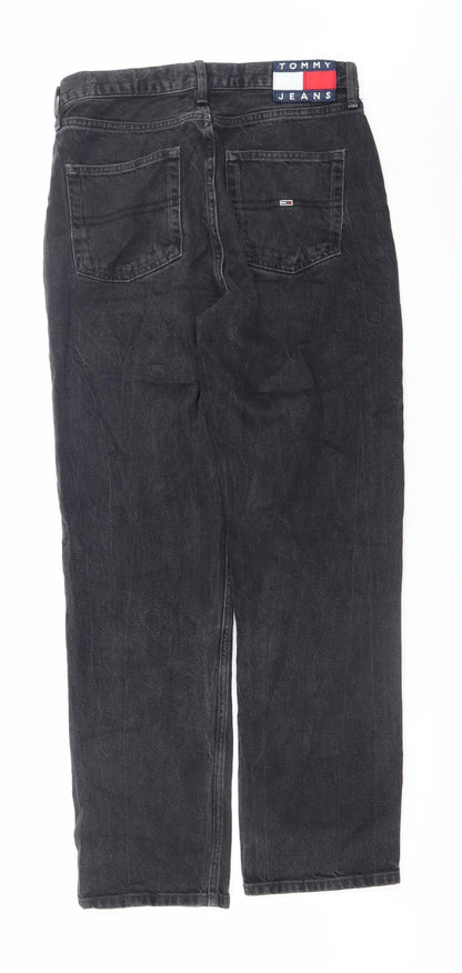 Mens UK Size M Tommy Jeans Regular Fit Straight Black Jeans