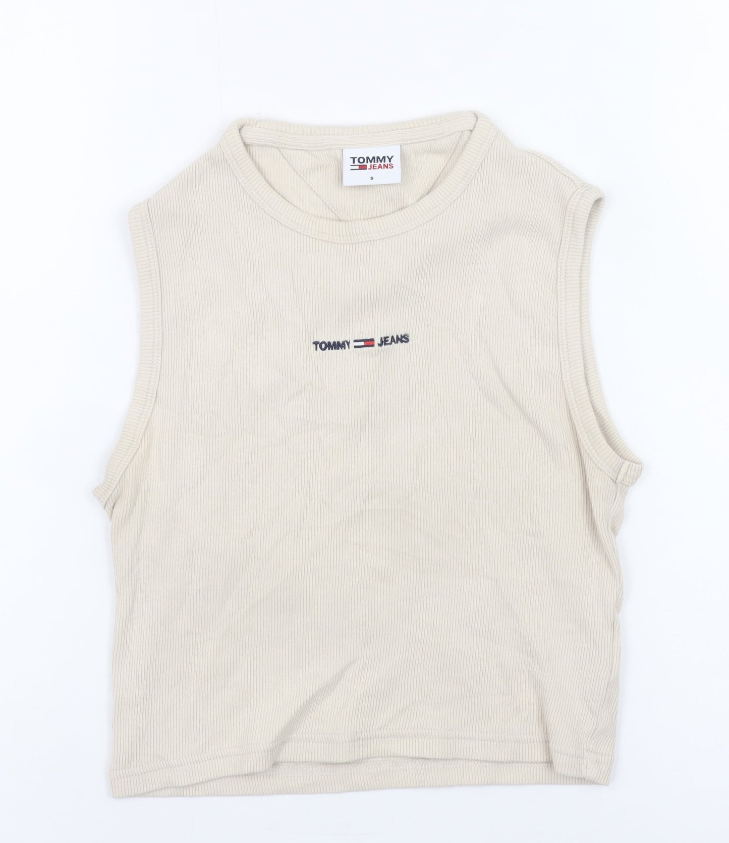 Womens UK Size S Tommy Jeans Beige Cropped Tank