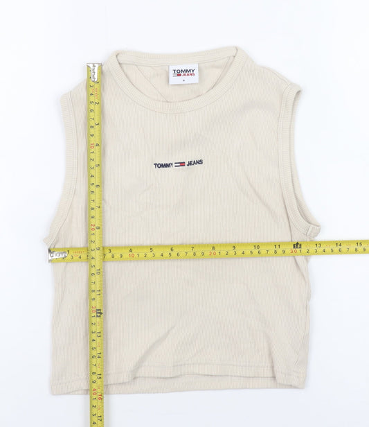 Womens UK Size S Tommy Jeans Beige Cropped Tank