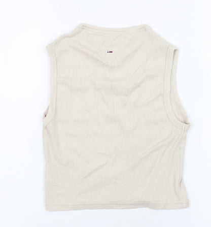 Womens UK Size S Tommy Jeans Beige Cropped Tank