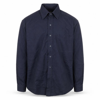 EA Menswear Navy Long Sleeve Button-Up Shirt L Classic Fit