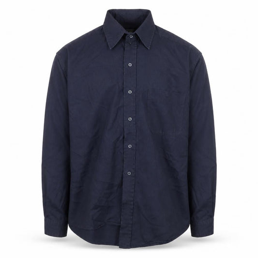 Front view of EA Menswear Navy Long Sleeve Button-Up Shirt L Classic Fit