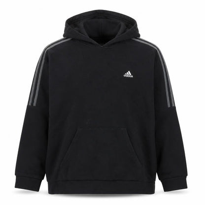 Front view of adidas men’s black xl pullover hoodie fleece sports logo hooded sweatshirt