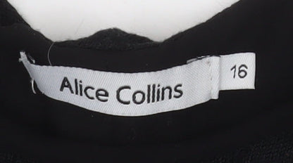 Alice Collins Women's Black Size 16 Tunic Blouse Bow Back Detail