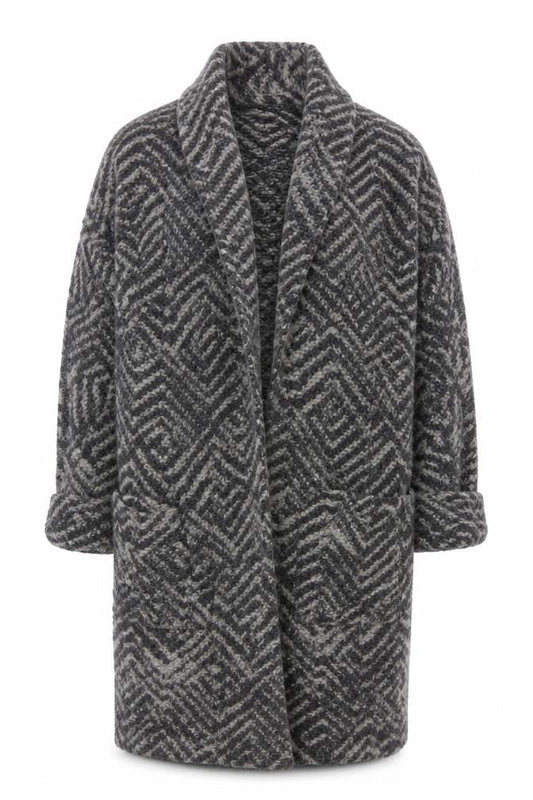 Paul Costelloe Women’s Grey Wool Blend Mid-Length Coatigan Size 12