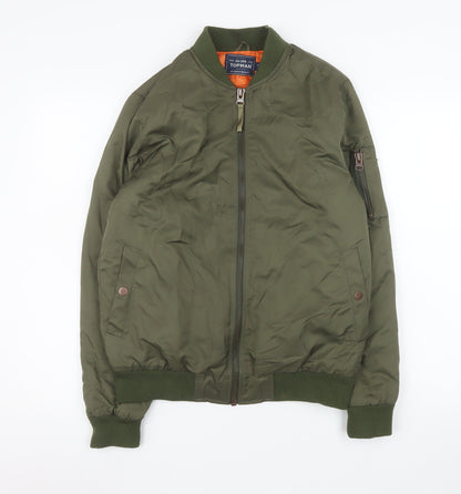 Mens UK Size S Topman Green Bomber Jacket
