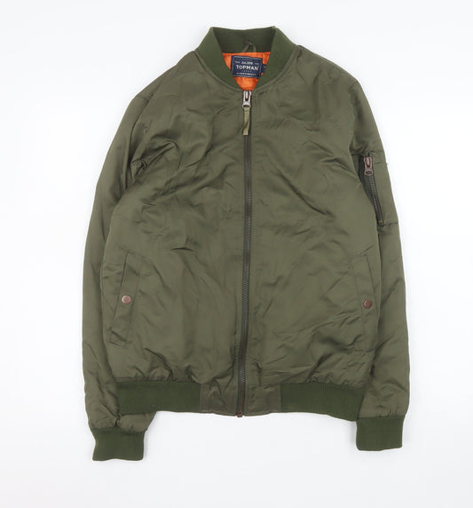 Mens UK Size S Topman Green Bomber Jacket