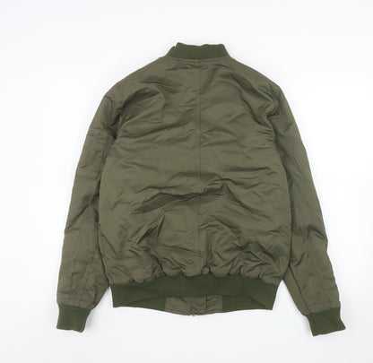 Mens UK Size S Topman Green Bomber Jacket