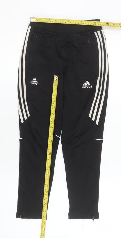 Adidas Boys Black 13-14 Years Tapered Track Pants with Side Stripes