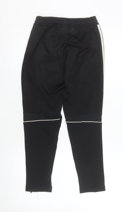 Adidas Boys Black 13-14 Years Tapered Track Pants with Side Stripes