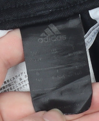 Adidas Boys Black 13-14 Years Tapered Track Pants with Side Stripes