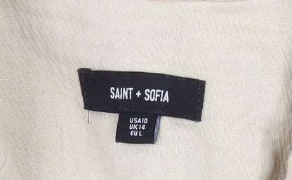 Womens UK Size L Saint + Sofia Regular Beige Blazer