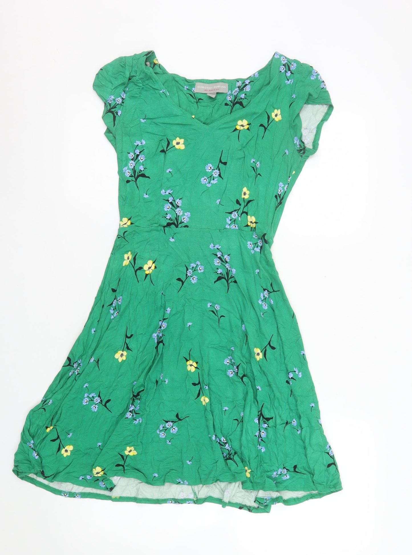 Dorothy Perkins Women’s Green Floral Fit & Flare Knee Length Dress Size 8