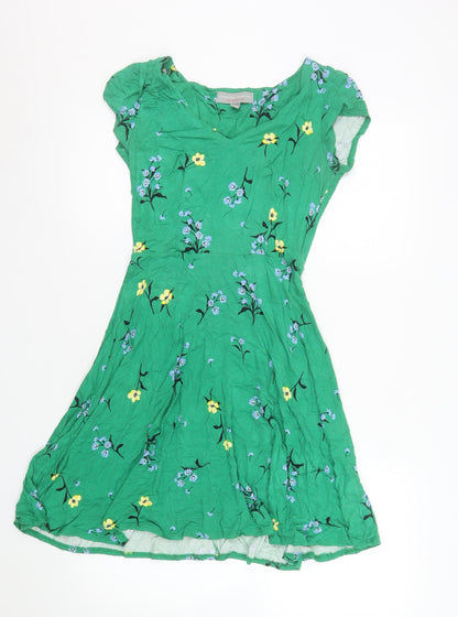Dorothy Perkins Women’s Green Floral Fit & Flare Knee Length Dress Size 8