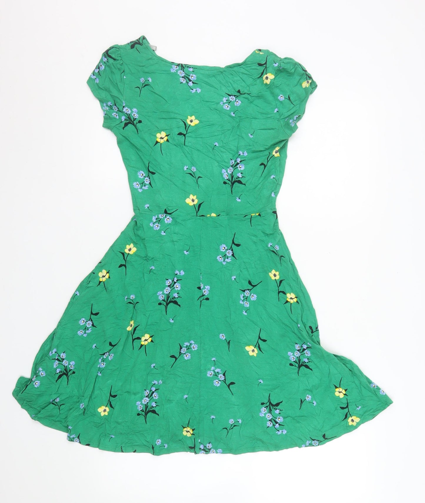 Dorothy Perkins Women’s Green Floral Fit & Flare Knee Length Dress Size 8