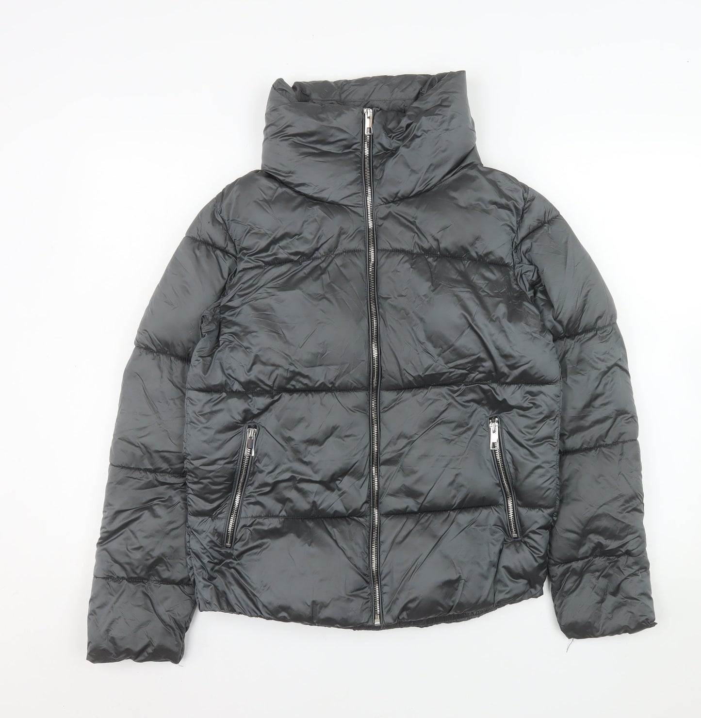 Womens UK Size 8 Mango Black Puffer Jacket