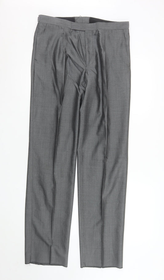 Mens UK Size L Torre Cerimonia Classic Fit Dress Pants Grey Trousers