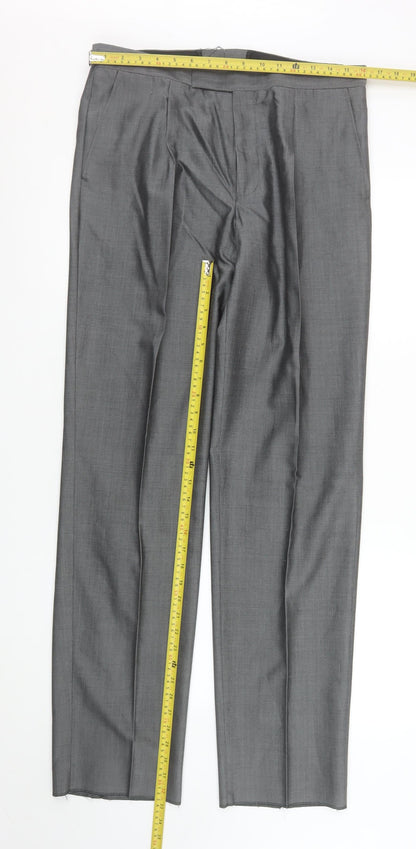 Mens UK Size L Torre Cerimonia Classic Fit Dress Pants Grey Trousers