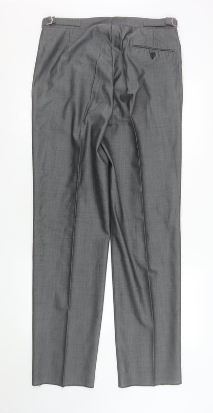 Mens UK Size L Torre Cerimonia Classic Fit Dress Pants Grey Trousers