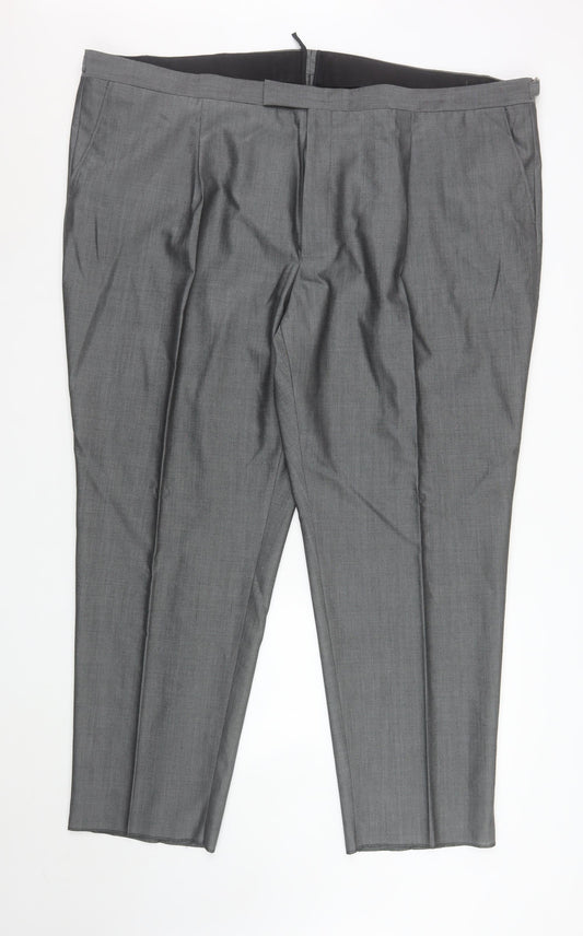Mens UK Size 50S Torre Cerimonia Classic Fit Dress Pants Grey Trousers