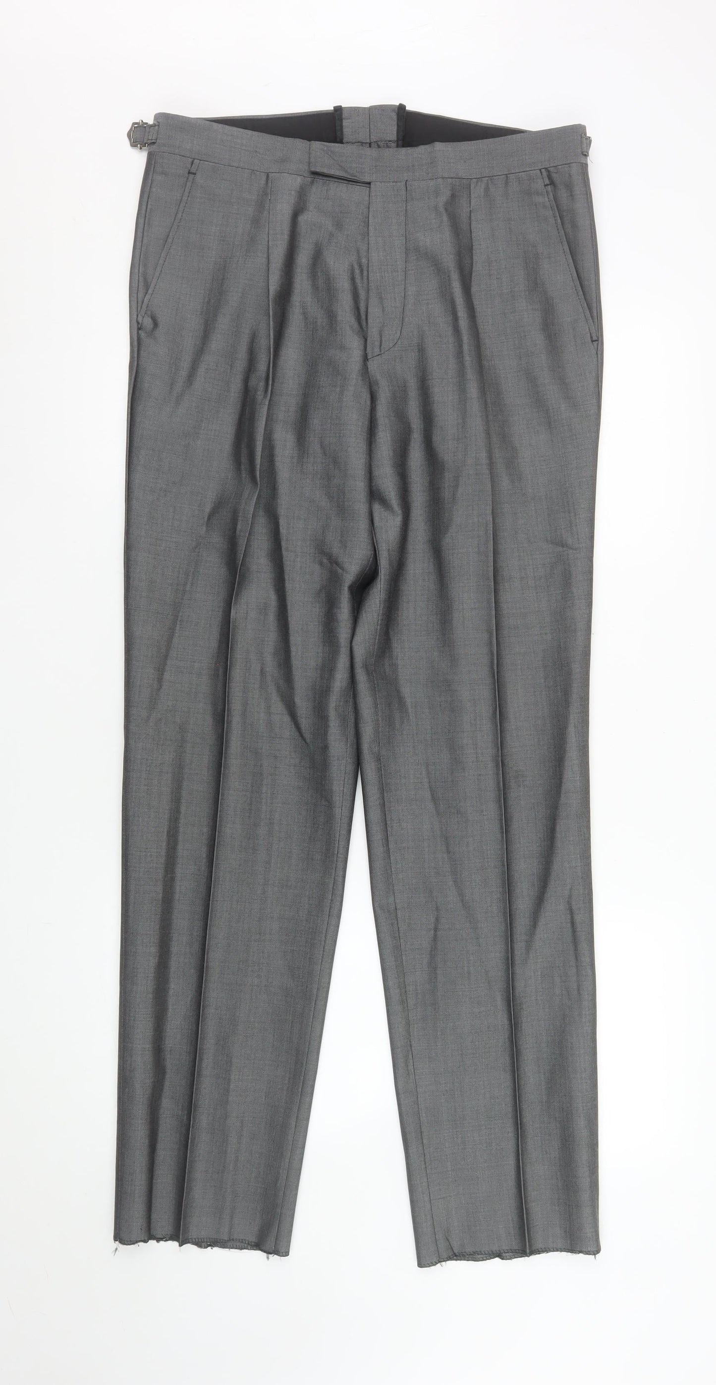 Mens UK Size 34R Torre Cerimonia Regular Fit Dress Pants Grey Trousers