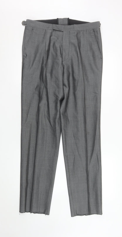 Mens UK Size 34R Torre Cerimonia Regular Fit Dress Pants Grey Trousers