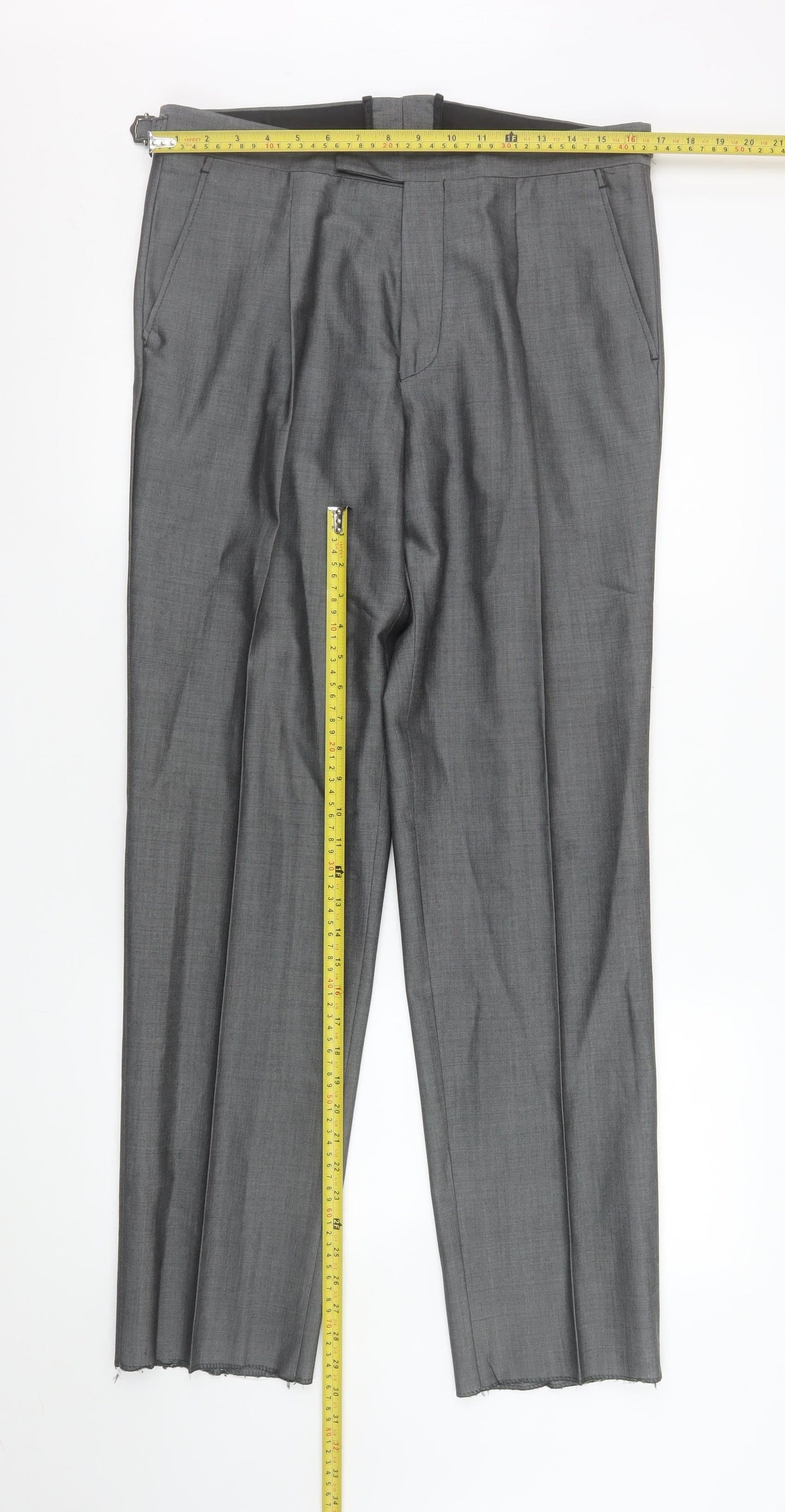 Mens UK Size 34R Torre Cerimonia Regular Fit Dress Pants Grey Trousers