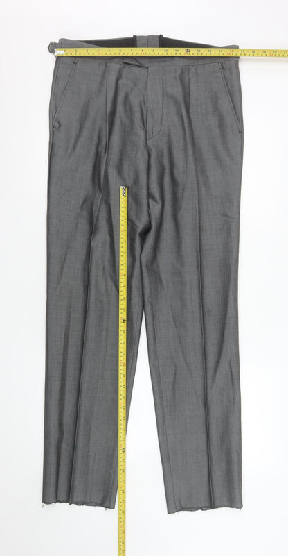 Mens UK Size 34R Torre Cerimonia Regular Fit Dress Pants Grey Trousers
