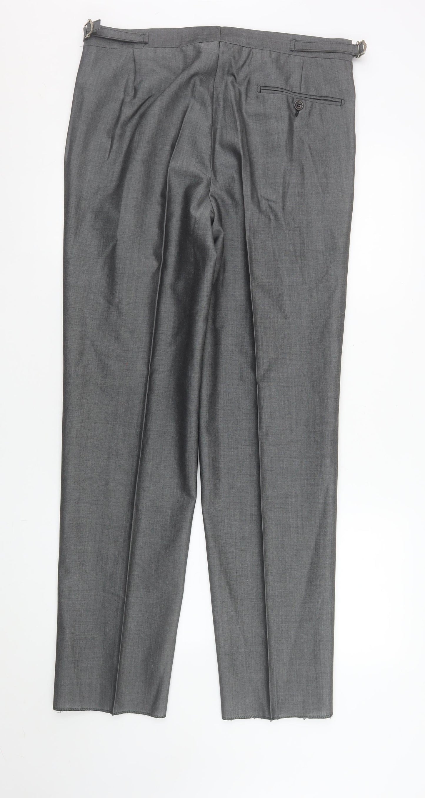 Mens UK Size 34R Torre Cerimonia Regular Fit Dress Pants Grey Trousers