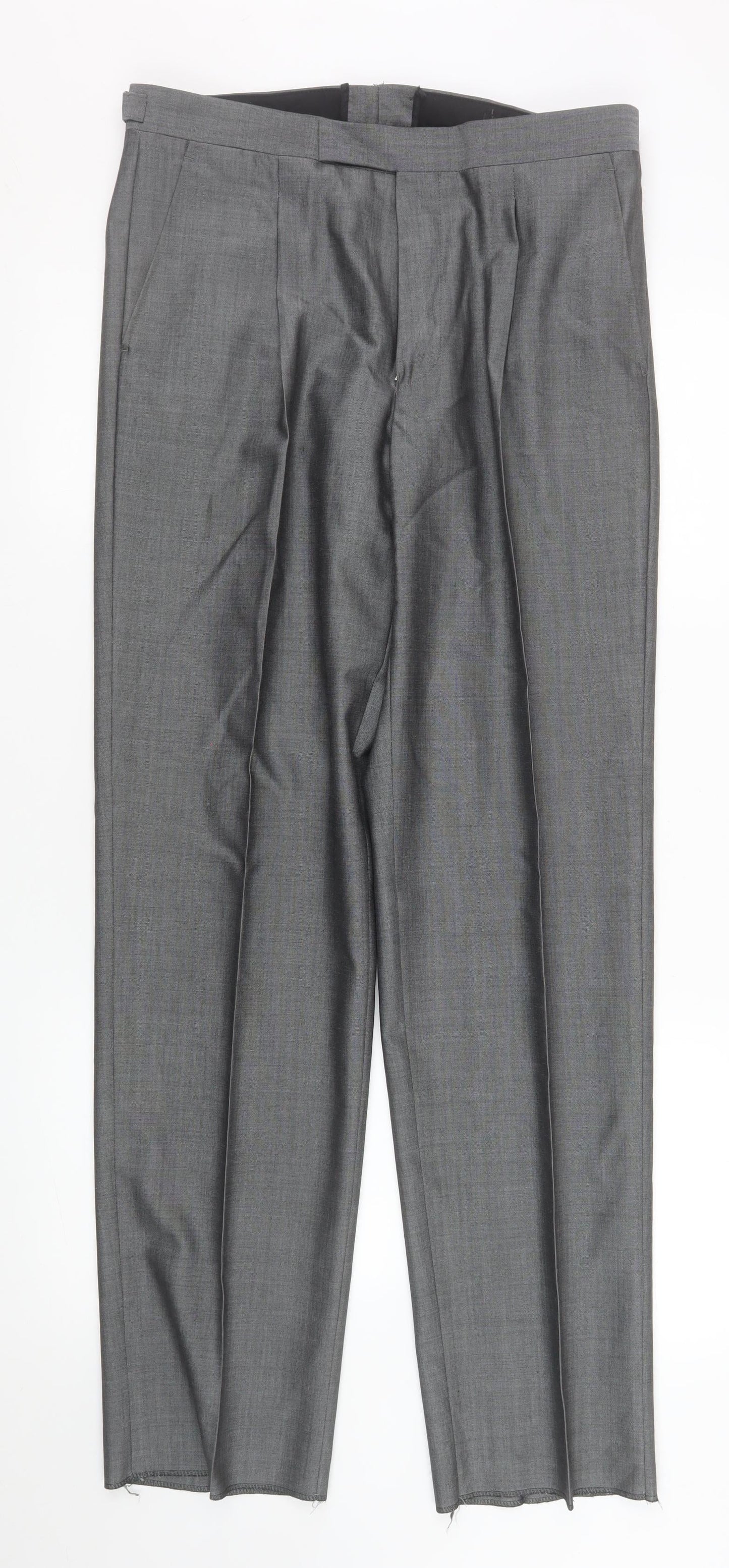 Mens UK Size 32R Torre Cerimonia Regular Fit Dress Pants Grey Trousers