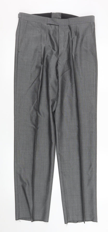 Mens UK Size 32R Torre Cerimonia Regular Fit Dress Pants Grey Trousers