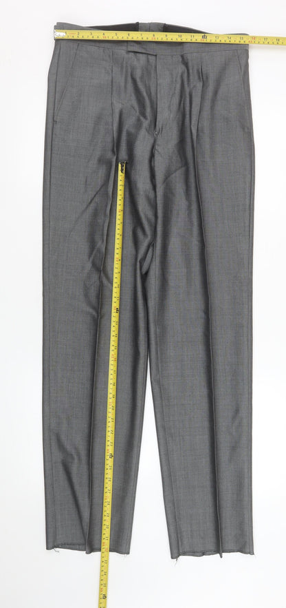 Mens UK Size 32R Torre Cerimonia Regular Fit Dress Pants Grey Trousers