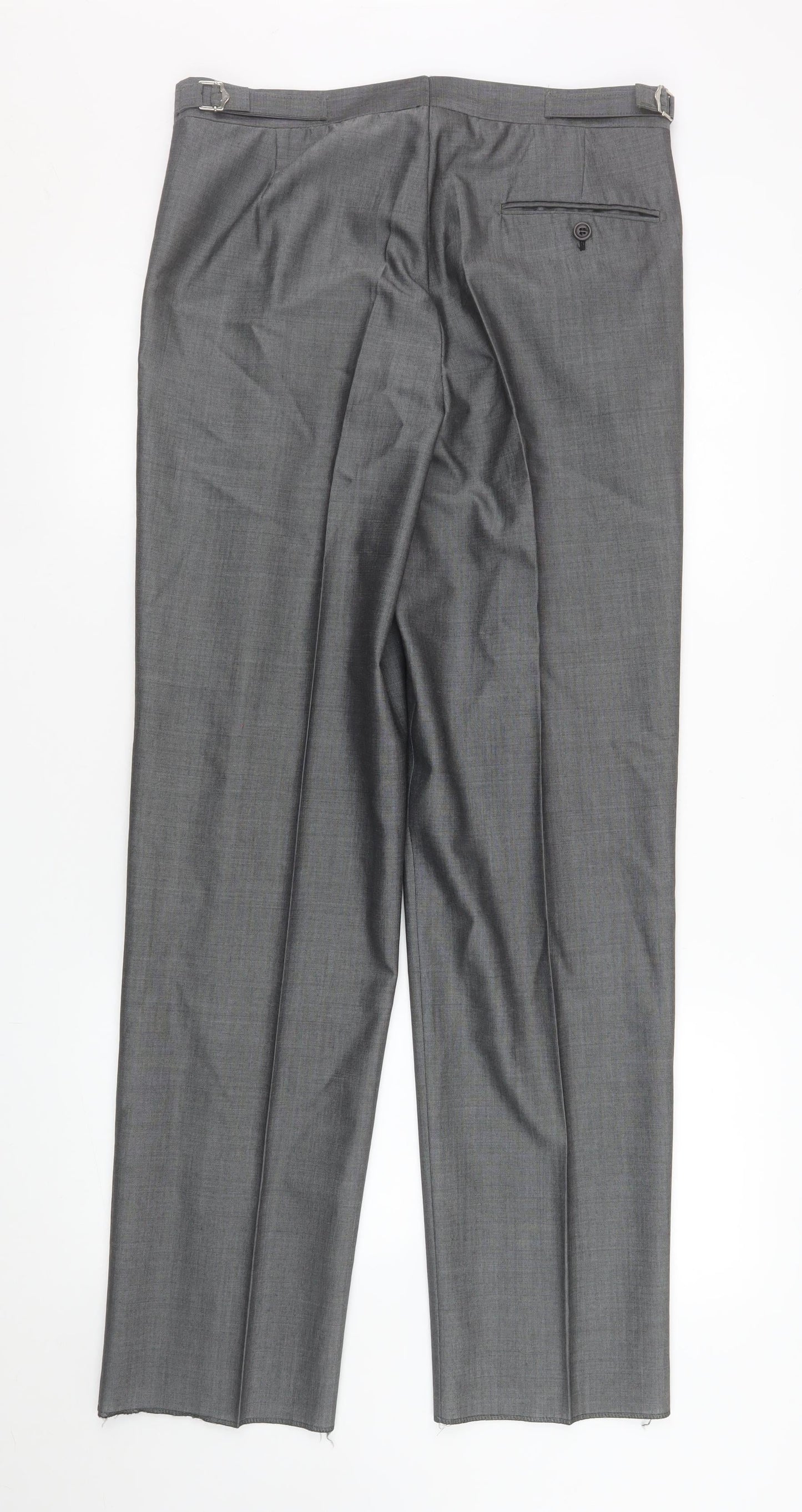 Mens UK Size 32R Torre Cerimonia Regular Fit Dress Pants Grey Trousers
