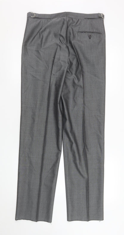 Mens UK Size 32R Torre Cerimonia Regular Fit Dress Pants Grey Trousers