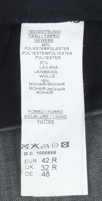 Mens UK Size 32R Torre Cerimonia Regular Fit Dress Pants Grey Trousers