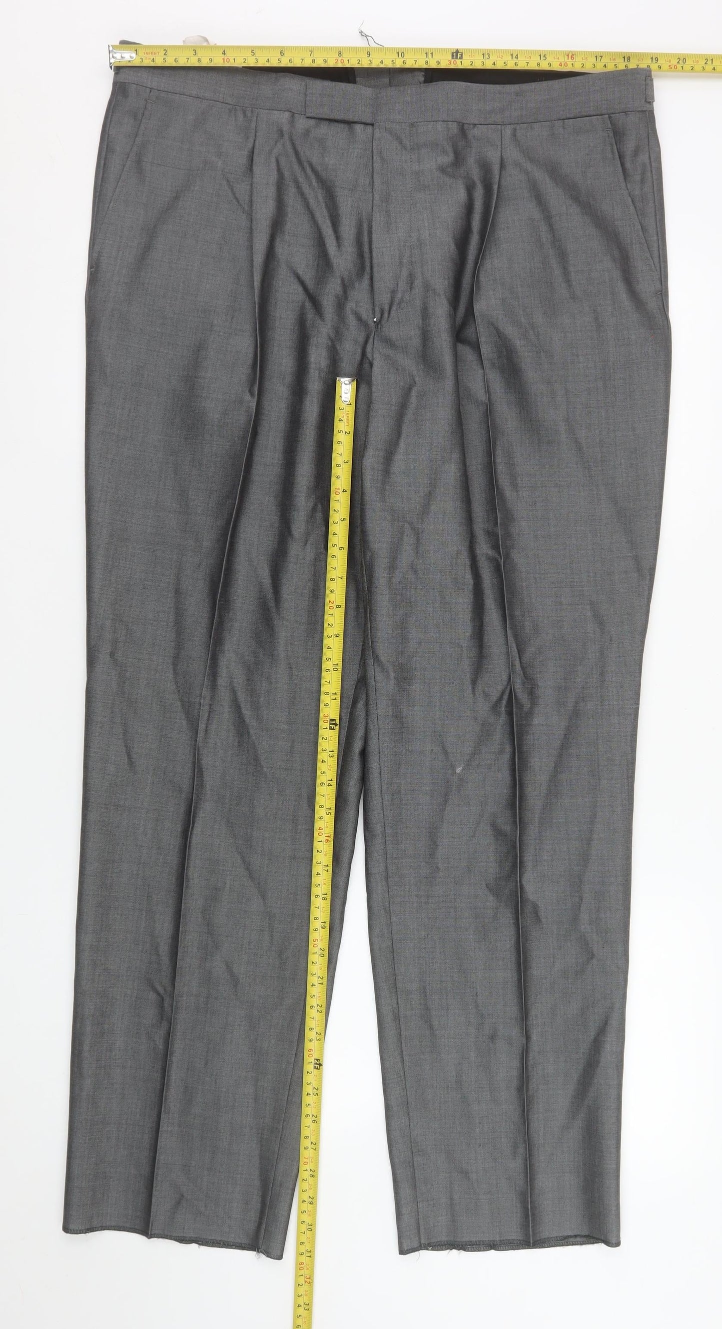 Mens UK Size 40S Torre Regular Fit Dress Pants Grey Trousers