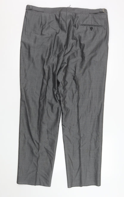 Mens UK Size 40S Torre Regular Fit Dress Pants Grey Trousers
