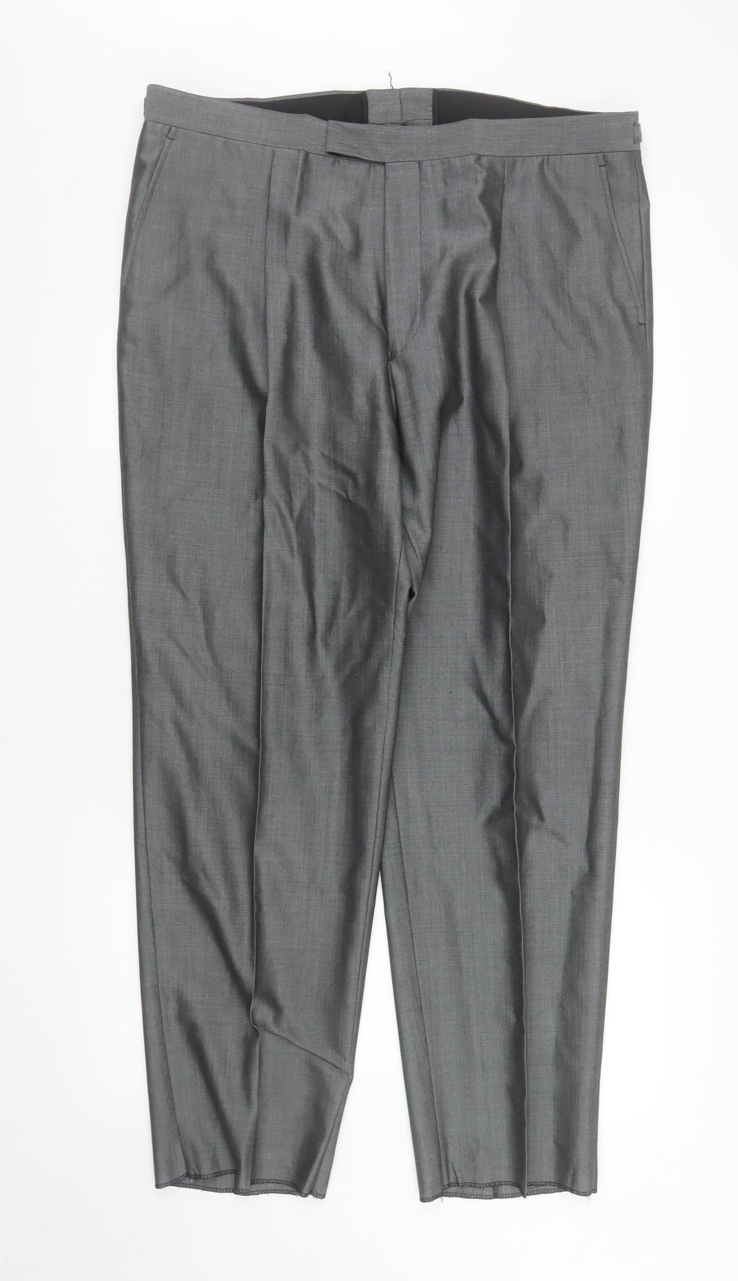 Mens UK Size L Torre Regular Fit Dress Pants Grey Trousers
