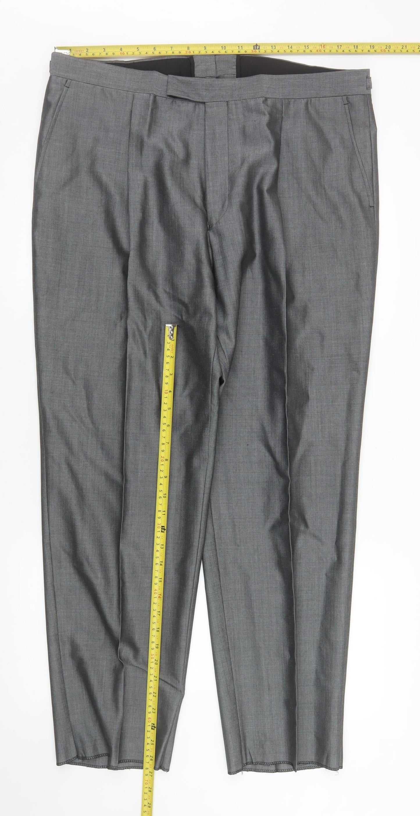 Mens UK Size L Torre Regular Fit Dress Pants Grey Trousers