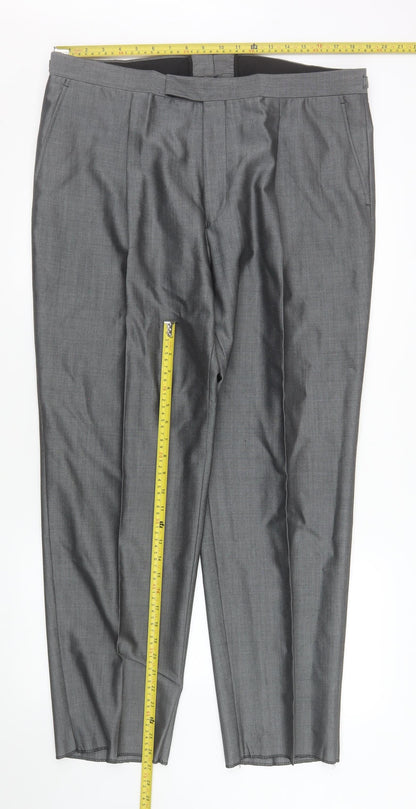 Mens UK Size L Torre Regular Fit Dress Pants Grey Trousers