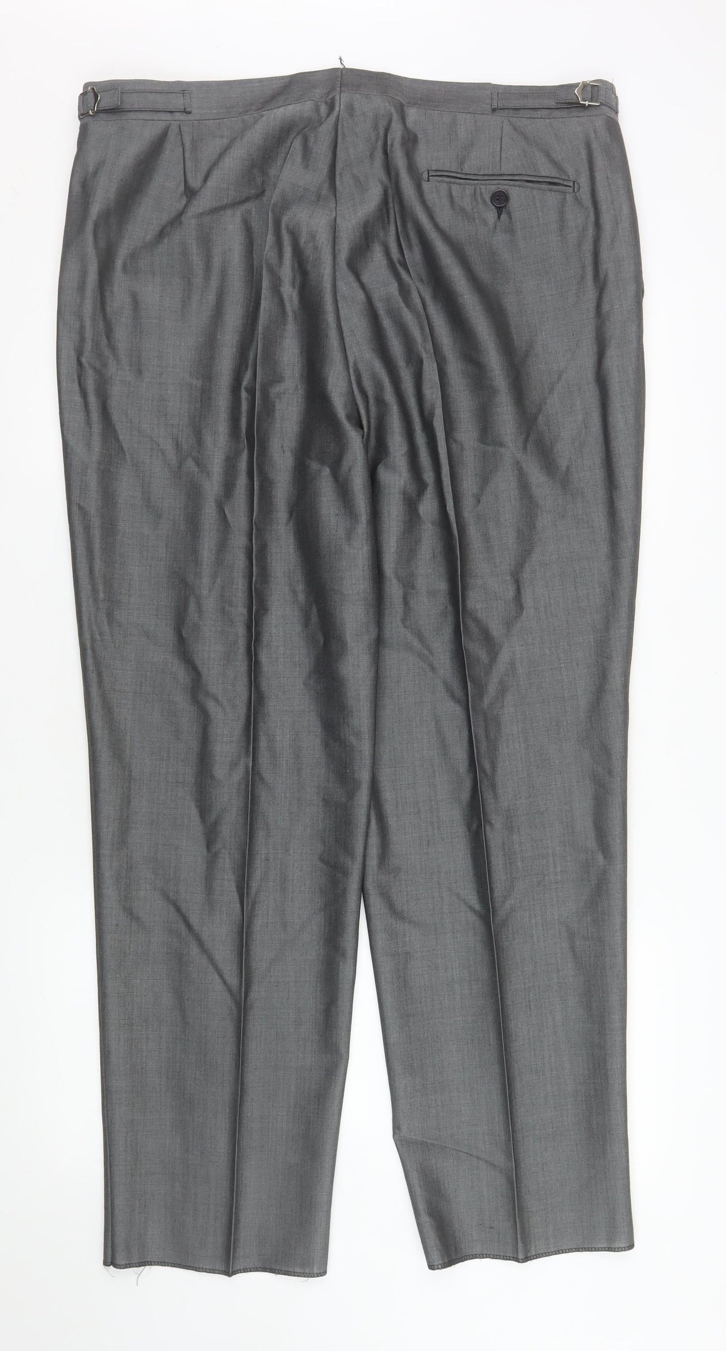 Mens UK Size L Torre Regular Fit Dress Pants Grey Trousers