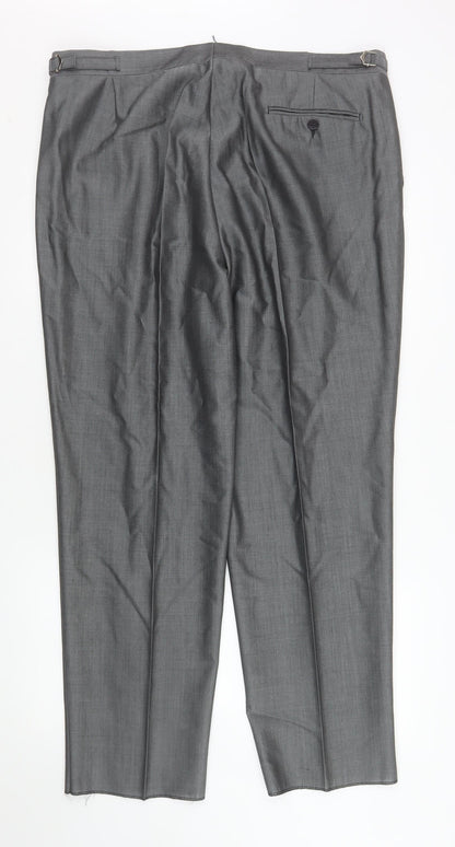 Mens UK Size L Torre Regular Fit Dress Pants Grey Trousers