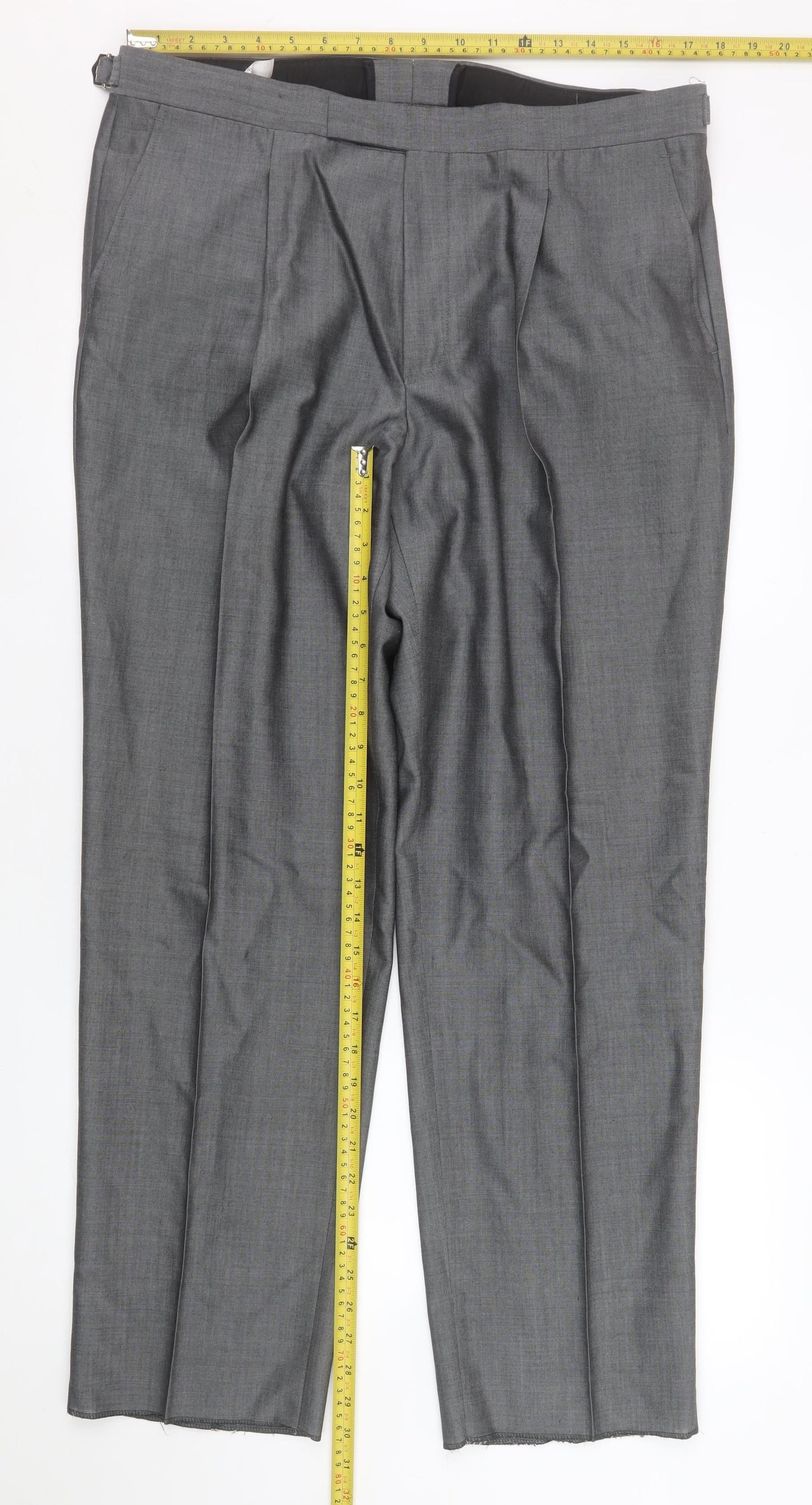 Mens UK Size 38 Torre Regular Fit Dress Pants Grey Trousers