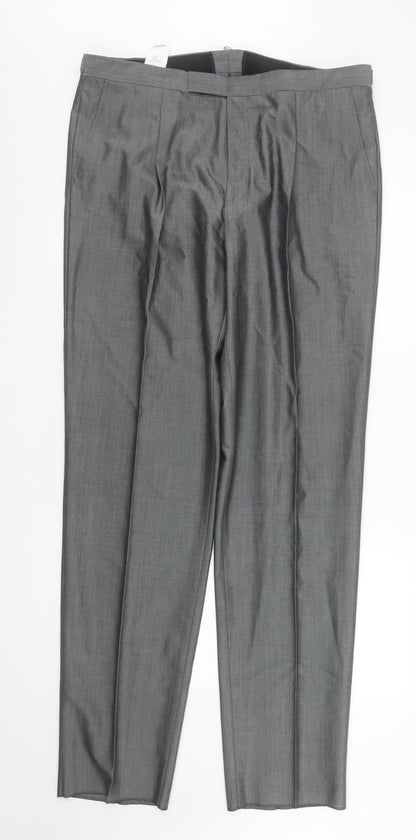 Mens UK Size 38 Torre Classic Fit Dress Pants Grey Trousers