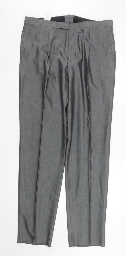 Mens UK Size 38 Torre Classic Fit Dress Pants Grey Trousers