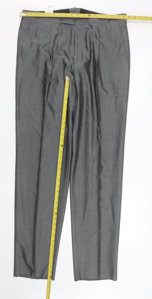 Mens UK Size 38 Torre Classic Fit Dress Pants Grey Trousers