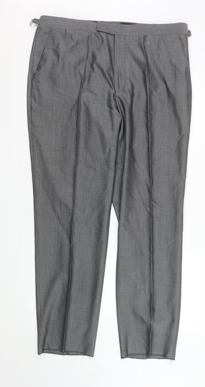 Mens UK Size 40 R Torre Classic Fit Dress Pants Grey Trousers