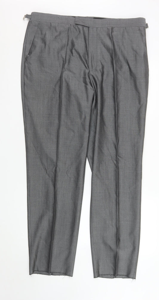 Mens UK Size 40 R Torre Classic Fit Dress Pants Grey Trousers