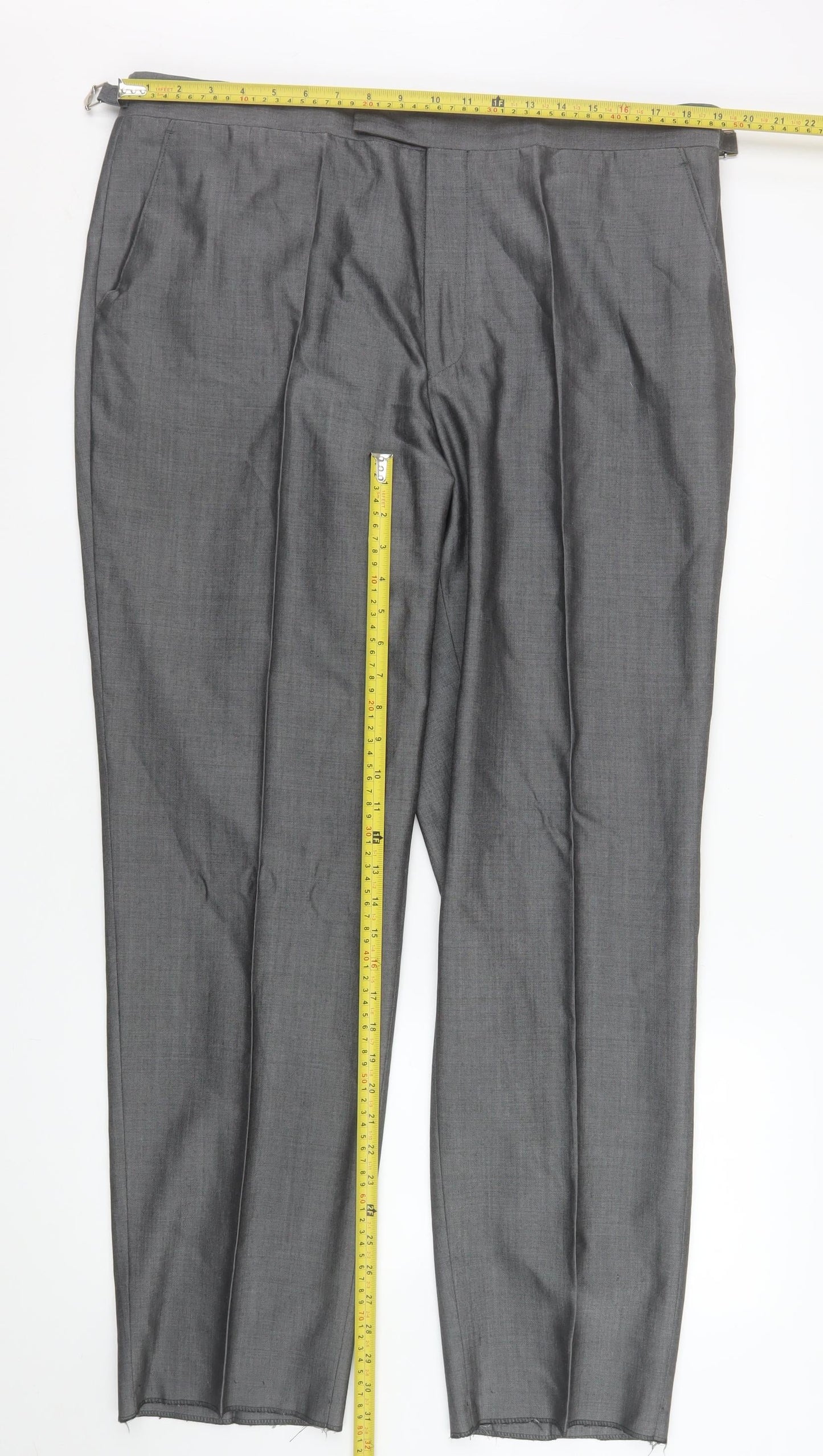 Mens UK Size 40 R Torre Classic Fit Dress Pants Grey Trousers
